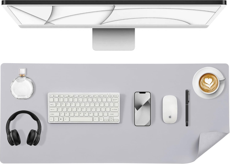 Large PU Leather Desk Pad with Suede Base