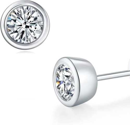Bezel-Set Cubic Zirconia Stud Earrings
