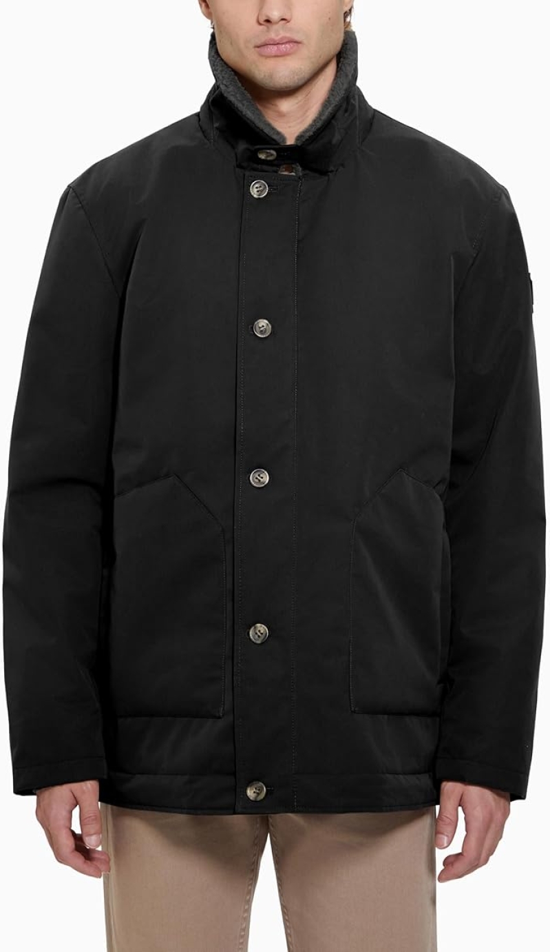 GUESS Men's Sherpa-Collar Military Jacket