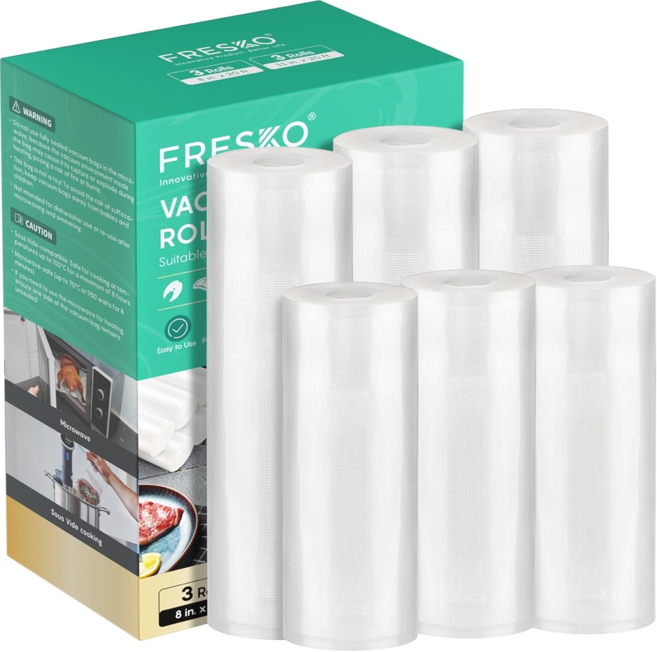 6-Pack Vacuum Sealer Bag Rolls (8