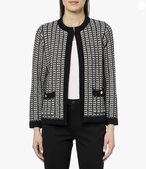 Anne Klein Textured Open-Front Cardigan