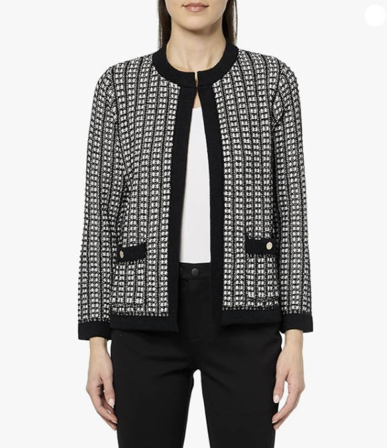 Anne Klein Textured Open-Front Cardigan