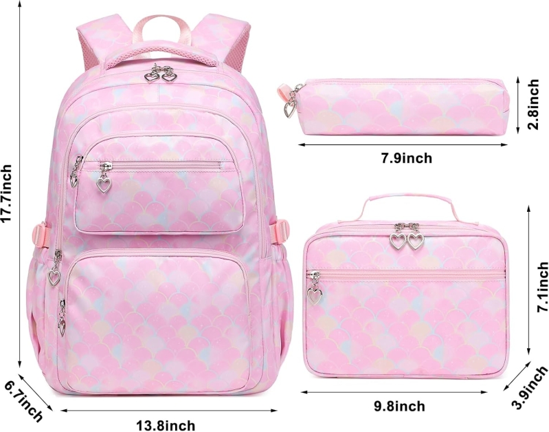 Mermaid Backpack and Lunch Box Set for Girls