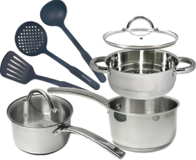 MAGGOPAN 8-Piece Stainless Steel Cookware Set