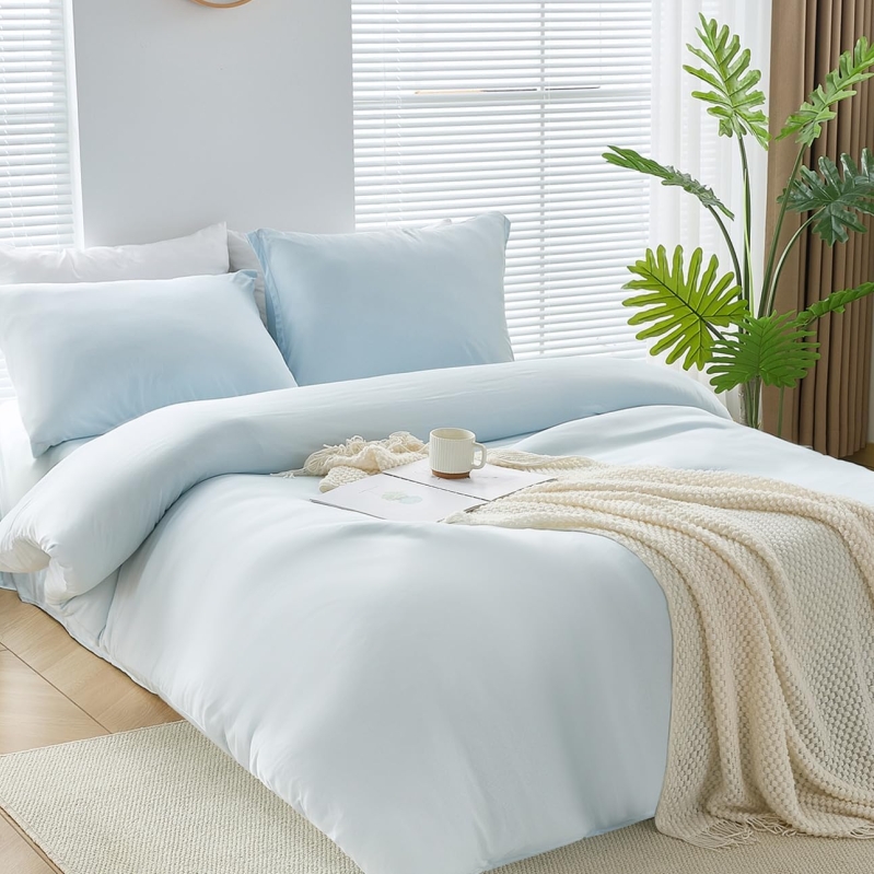 WhatsBedding Queen Size Cooling Duvet Cover Set