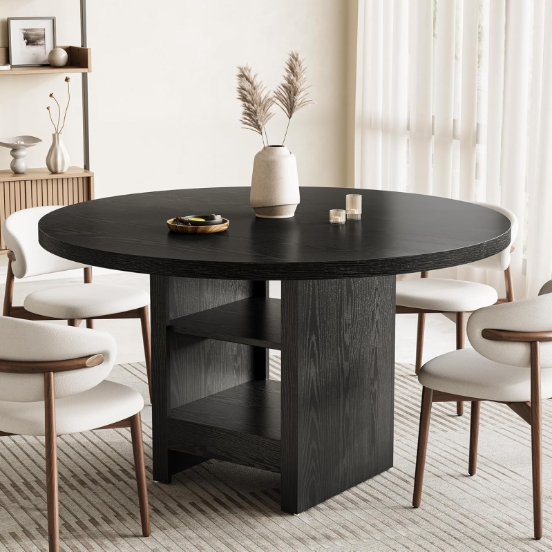 LITTLE TREE 47-Inch Round Dining Table with Storage