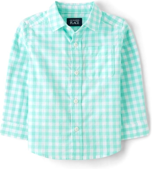 The Children's Place Boys' Gingham Poplin Button-Down Shirt