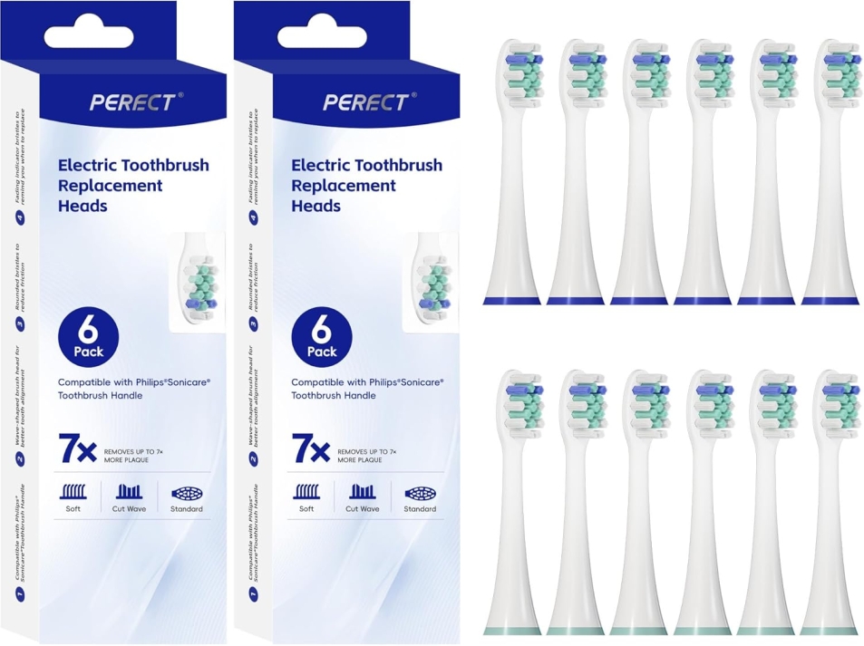 PERECT Replacement Toothbrush Heads for Philips Sonicare (12-Pack)