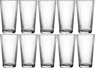 Le'raze 16 oz Ribbed Drinking Glasses (Set of 10)
