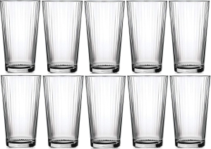 Le'raze 16 oz Ribbed Drinking Glasses (Set of 10)