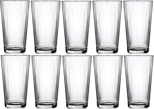 Le'raze 16 oz Ribbed Drinking Glasses (Set of 10)