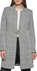 DKNY Women's Novelty Metallic Monogram Detail Jacket - Soft, Stylish & Cold Weather