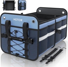 HOTOR Heavy Duty Collapsible Trunk Organizer for SUV & Car | Non-Slip Storage with Reflective Safety