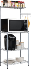 Mind Reader 3-Tier Microwave Rack with Storage | Chrome Metal Bakers Utility Shelf