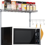 Mind Reader 3-Tier Microwave Rack with Storage | Chrome Metal Bakers Utility Shelf