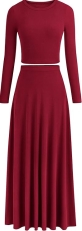PRETTYGARDEN Ribbed Knit 2 Piece Outfit for Women | Crop Top & Maxi Flowy Skirt Matching Set