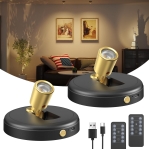 Wireless Rechargeable LED Spot Lights Indoor (2 Pack) | Magnetic Accent Lighting with 320-Hour Battery
