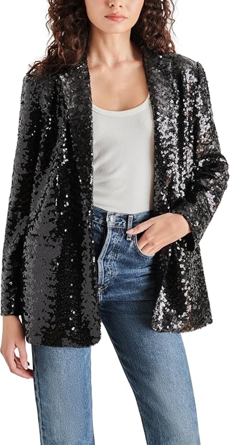 Steve Madden Women's Imann Knit Long Blazer | Versatile 29.5-Inch Outerwear