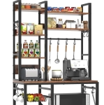 7-Tier Bakers Rack with Power Outlet | Large Microwave Coffee Bar Stand & X-Shape Stability