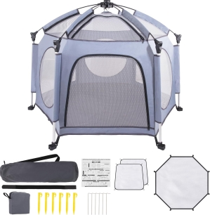 Pop Up Playpen & Portable Backpacking Tent | Beach, Travel, Indoor/Outdoor W/Mosquito Net