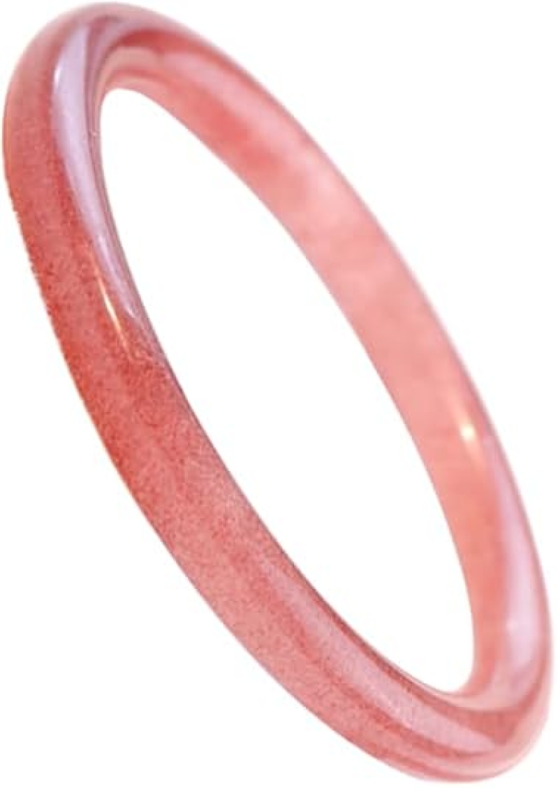 Strawberry Crystal Jade Bangle for Women | Narrow Pink Good Luck & Chakra Healing Bracelet