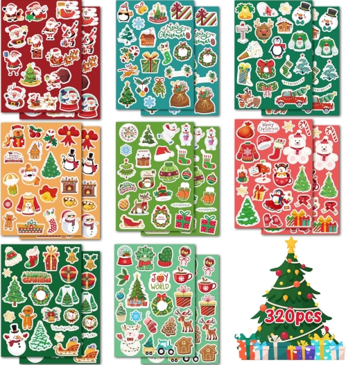 OHOME 320 PCS Christmas Stickers for Kids | Stocking Stuffers, Party Favors & Holiday Crafts