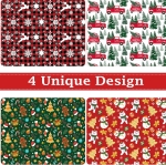 OHOME Jumbo Christmas Wrapping Paper (4 Sheets) | Red, Green & White Festive Designs, 29