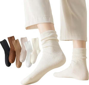 Flydo 6 Pack: Cute Cotton Crew Socks for Women - Soft, Casual & Aesthetic Athletic Wear