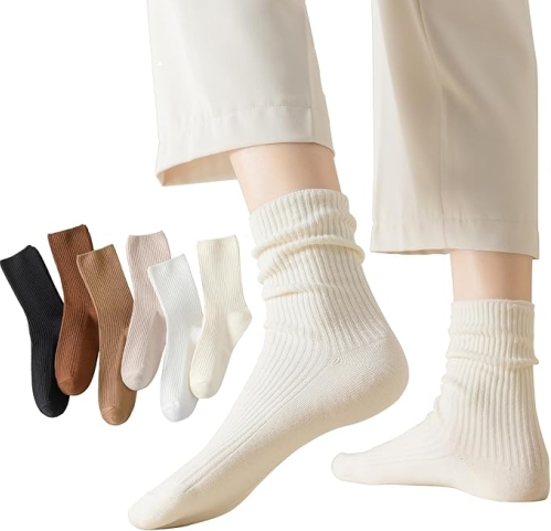 Flydo 6 Pack: Cute Cotton Crew Socks for Women - Soft, Casual & Aesthetic Athletic Wear