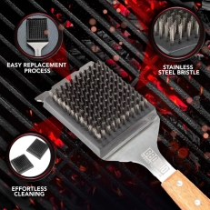 BBQ-AID 2-Pack Wire Grill Brush Replacement Heads – Universal, No-Scratch Cleaning for Weber, Char-Broil & Ceramic Grills