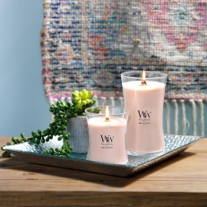 WoodWick Vanilla Sea Salt Large Hourglass Candle – Premium Soy Wax Blend & Crackling Pluswick Innovation