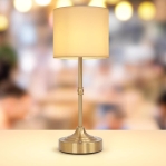 Cordless Stepless Dimmable Touch Lamp – Fabric Shade, 5200mAh Rechargeable LED Light for Bedside & Dining Room (Gold Finish)