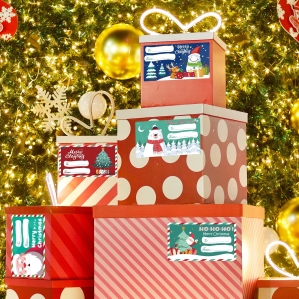 OHOME 500 PCS Christmas Gift Tags Stickers – Self-Adhesive Name Tags for Presents, Wrapping Paper & Holiday Decorations (2.95 x 1.6 in)