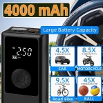 Portable Cordless Tire Inflator Air Compressor 150PSI – Digital Gauge, Auto Shut-Off, & Power Bank for Cars, Bikes, and Sports Balls