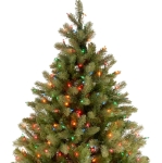 National Tree Company 4.5 ft Downswept Douglas Fir – Pre-Lit Multicolor, 525 Feel Real Tips, Hinged for Easy Setup