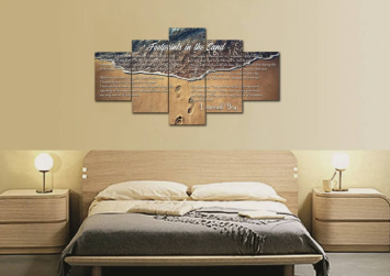 The Shoreline Footprints in the Sand Wall Art | Custom Christian Canvas Prints & Scripture Home Decor