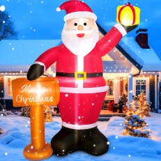 6FT Christmas Inflatables Decorations Outdoor: Bright LED Lighted Santa Blow Ups for Yard, Garden & Indoor Display