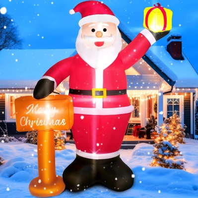 6FT Christmas Inflatables Decorations Outdoor: Bright LED Lighted Santa Blow Ups for Yard, Garden & Indoor Display