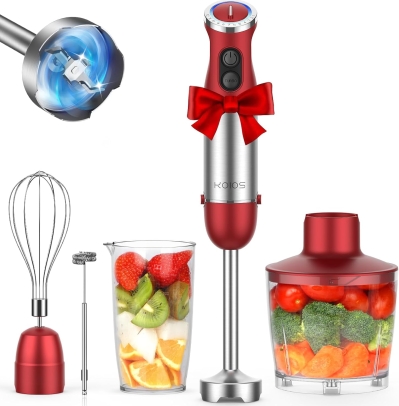 KOIOS 5-in-1 Hand Immersion Blender: 1000W, 12-Speed Stick Blender with Food Processor, Whisk & Milk Frother