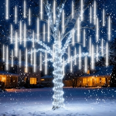 Meteor Shower Lights Outdoor: 12-Inch 10-Tube LED Falling Raindrop Lights, Waterproof Cascading Icicle Lights for Christmas