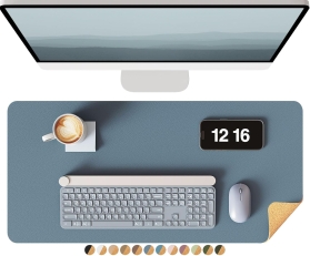 YSAGi Double-Sided Desk Pad: Professional Cork & PU Leather Desk Mat, Waterproof Desk Blotter & Large Mouse Pad