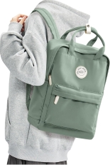 BJLFS Light Green School Backpack: Lightweight 14-inch Laptop Bookbag for Women, Teen Girls, and College Students