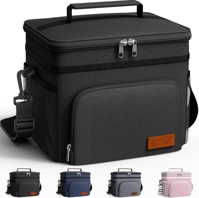 HOTOR Insulated Lunch Box for Men & Women: Leak-Proof Cooler Bag with 4 Pockets & Adjustable Strap
