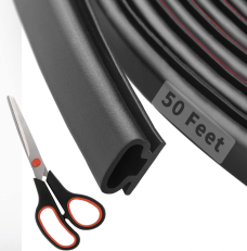 Fingwerk 50ft D-Shape Rubber Weather Stripping for Door and Window Gaps