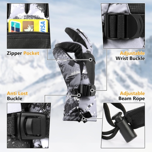 Waterproof Winter Ski Gloves Touchscreen Snowboard Gloves for Men Women and Kids