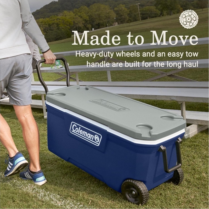 Coleman Classic Series 100-Quart Portable Rolling Cooler with Heavy Duty Wheels
