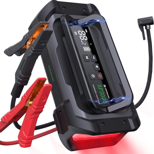 3000A Portable Car Jump Starter with 150PSI Air Compressor and 45W PD Fast Charging