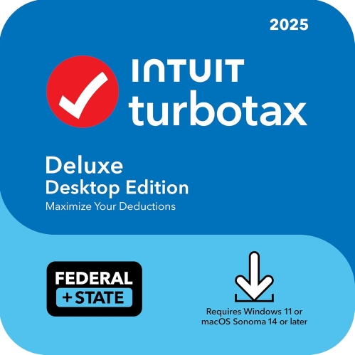 TurboTax Deluxe 2025 Desktop Edition Federal and State Tax Return PC Mac Download