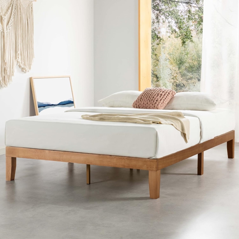 Mellow Naturalista Classic 12 Inch Solid Wood King Platform Bed Frame Natural Pine