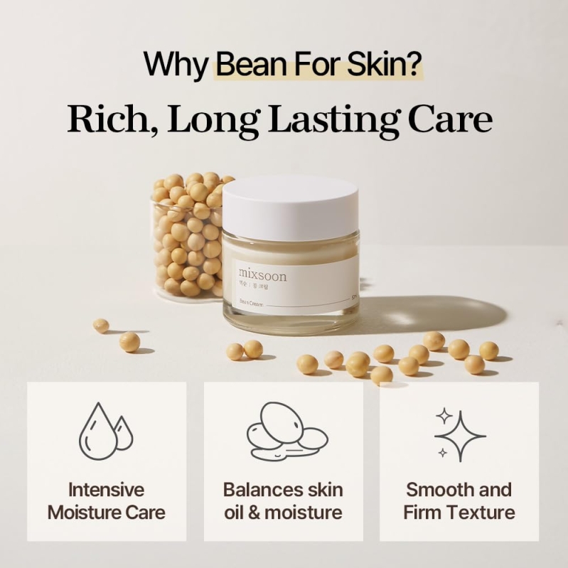 mixsoon Bean Cream - Intensive Moisture Face Cream with Fermented Bean Extract for Glass Skin